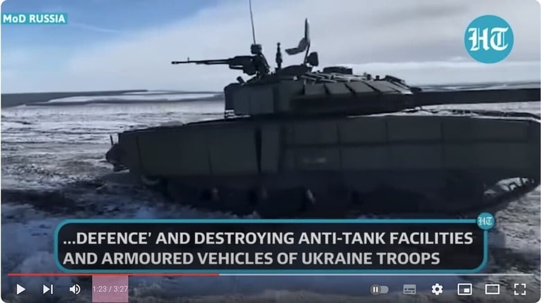 ロシア国防省が公開したT90は強く頼もしいのだが　Hindustan Times/YouTube