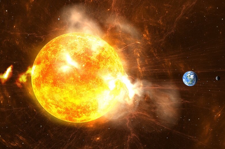 太陽フレアは黒点の周りで起きる爆発でサイズは1万～10万キロ、水爆に換算して10万～1億個分のエネルギーとされている（写真はイメージです）　Pitris-iStock