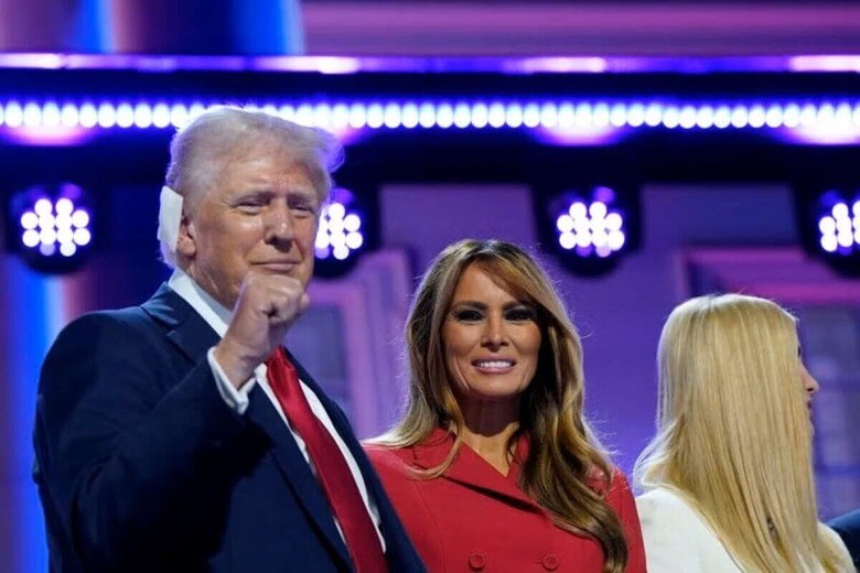 米共和党は中西部ミルウォーキーで４日間にわたり全国大会を開催し、登壇した多くの演説者はトランプ前大統領が暗殺未遂を経て愛情深く思いやりのある家庭人に変わったと印象付けようと試みた。１８日撮影（２０２４年　ロイター/Elizabeth Frantz）