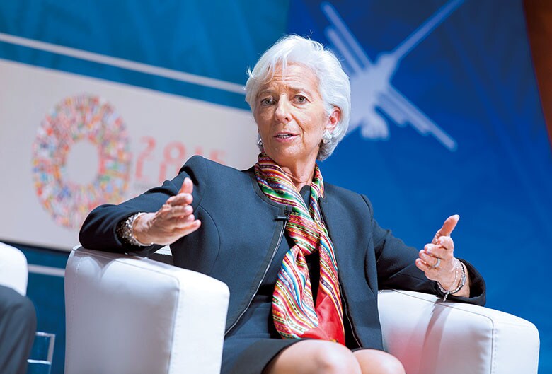 ラガルドIMF専務理事はG20の協調努力を訴えたが各国の反応は鈍かった　Stephen Jaffe-POOL-REUTERS