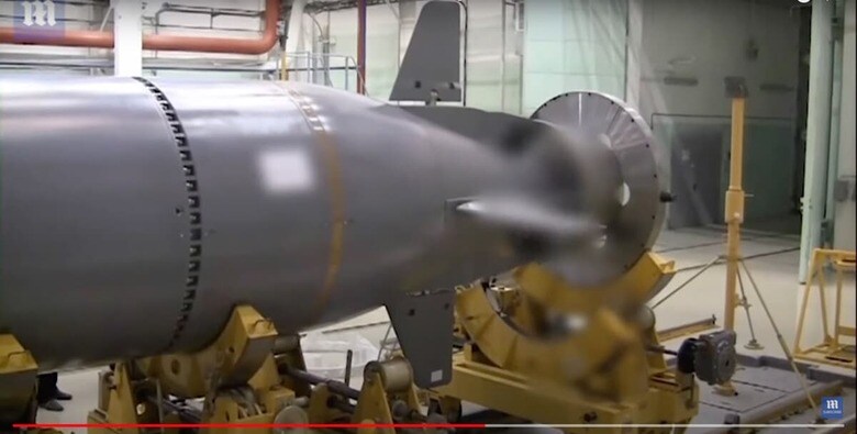 ロシアは2024年末か25年前半までに、太平洋艦隊の一部として、核兵器搭載型の原子力魚雷「ポセイドン」（写真）を搭載する特殊用途潜水艦の部門を創設する計画だと、ロシアのタス通信が3日に報じた。Daily Mail / YouTube