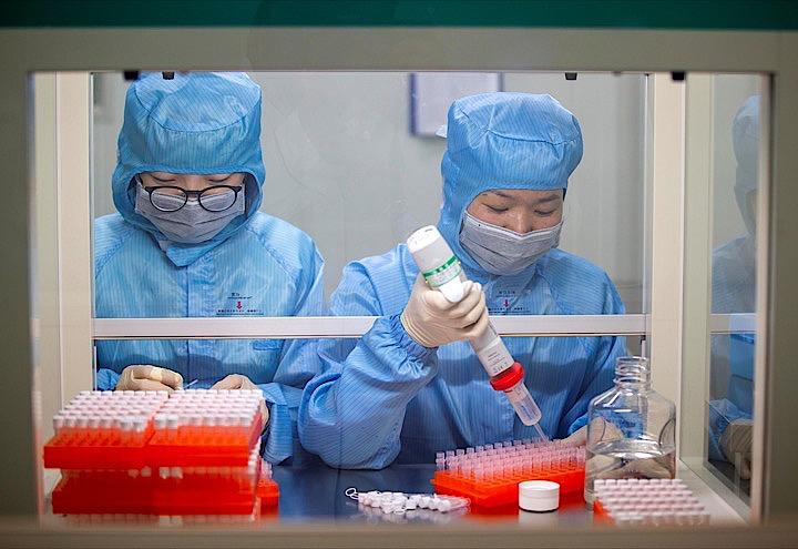 スイスの製薬大手ロシュは30日、中国湖北省武漢市を発生源とする新型コロナウイルスによる肺炎の感染が拡大する中、中国当局が都市を閉鎖したため、同ウイルスを検出する検査キットを感染地に届けることが難しくなっていることを明らかにした。写真は中国での検査キット製造工場のようす。REUTERS
