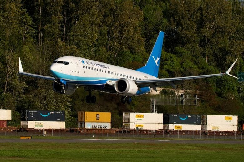 資料写真：ボーイング737 MAX 8、2025年4月22日 REUTERS/David Ryder/File Photo