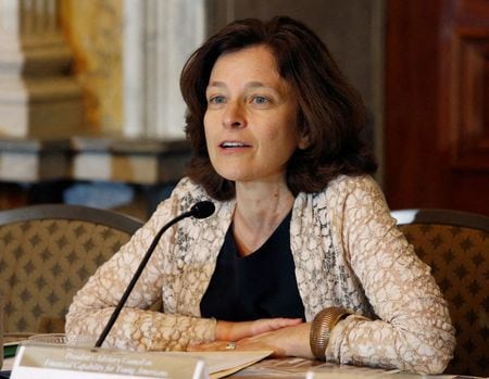 全米商工会議所は２７日、バイデン大統領が連邦準備理事会（ＦＲＢ）の銀行監督担当副議長に指名したサラ・ブルーム・ラスキン氏に懸念を示す異例の書簡を議員に送付した。写真は２０１４年１０月、ワシントンで撮影（２０２２年　ロイター/Yuri Gripas）