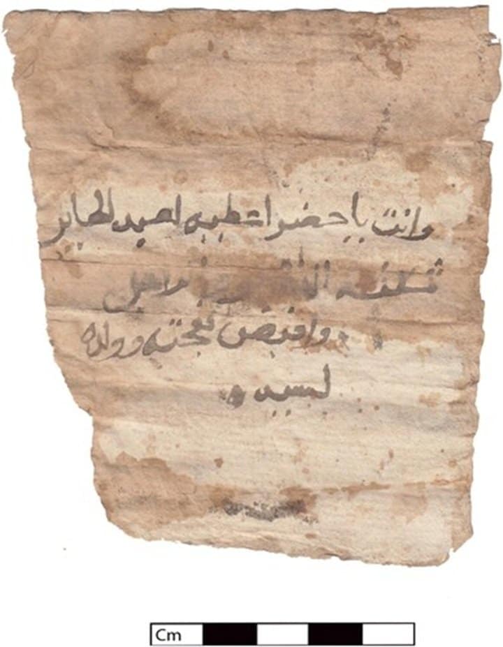 【写真】実際に発見されたアラビア語文書片　© M. Rekłajtis/PCMA.