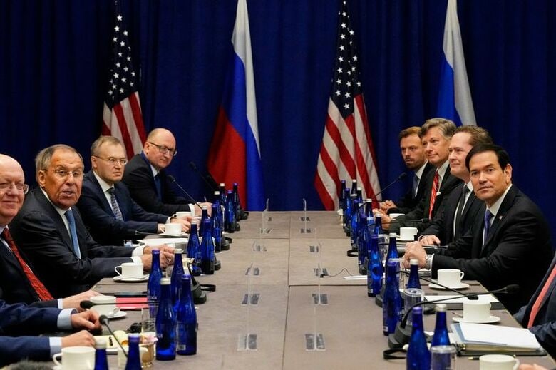 米ニューヨークで会談したルビオ米国務長官とロシアのラブロフ外相。9月23日撮影。Yuki Iwamura/Pool via REUTERS