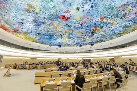 　１０月２１日、非営利団体「国際人権サービス（ＩＳＨＲ）」の報告書によると、中国とロシアが主導する少数の国々は過去５年間にわたって国連での人権関連活動への資金提供を繰り返し阻止しようとしてきた。写真は２０２２年１２月、スイス・ジュネーブで撮影（２０２５年　ロイター/Denis Balibouse）