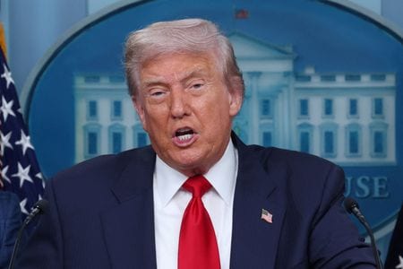 トランプ米大統領は１１日、首都ワシントンに州兵を派遣し、首都の警察を連邦政府の直接管理下に置くと発表した。同日撮影（２０２５年　ロイター/Jonathan Ernst）