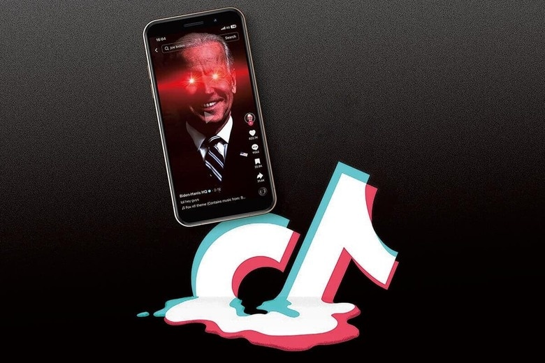 11月の大統領選に向けてバイデン陣営もTikTokを使い始めた　PHOTO ILLUSTRAION BY NATALIE MATTHEWS-RAOMO/SLATE, BIDEN-HARRIS HQ (@BIDENHQ) ON TIKTOK, ZINETRON/ISTOCK