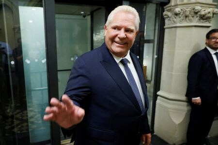 カナダ・オンタリオ州のフォード州首相は３１日、大熱戦となっている米大リーグ（ＭＬＢ）のワールドシリーズ（ＷＳ）制覇に王手をかけているブルージェイズに言及し、カナダも「世界のヘビー級国家」という認識を示した。写真は８月、オンタリオ州オタワで撮影（２０２５年　ロイター/Blair Gable）