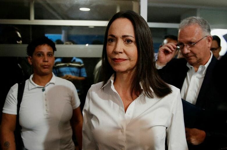 マリア・コリナ・マチャド氏。カラカスで2024年3月撮影。 REUTERS/Leonardo Fernandez Viloria
