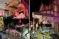 30メートルも宙を舞ったトラック...「無謀運転」が招いた事故の瞬間を、防犯カメラが捉えていた