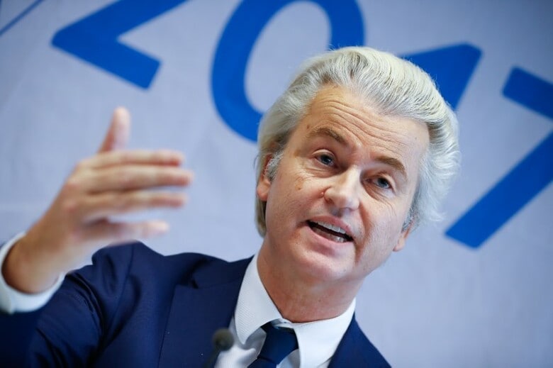 ２月１４日、３月１５日投票のオランダ下院（定数：１５０）選挙の選挙戦が１５日スタートする。各種世論調査では、反ユーロ、反移民、反イスラムを掲げるウィルダース氏（写真）の自由党（ＰＶＶ）が支持率でトップを走る。写真はドイツのコブレンツで１月撮影（２０１７年　ロイター／Wolfgang Rattay）