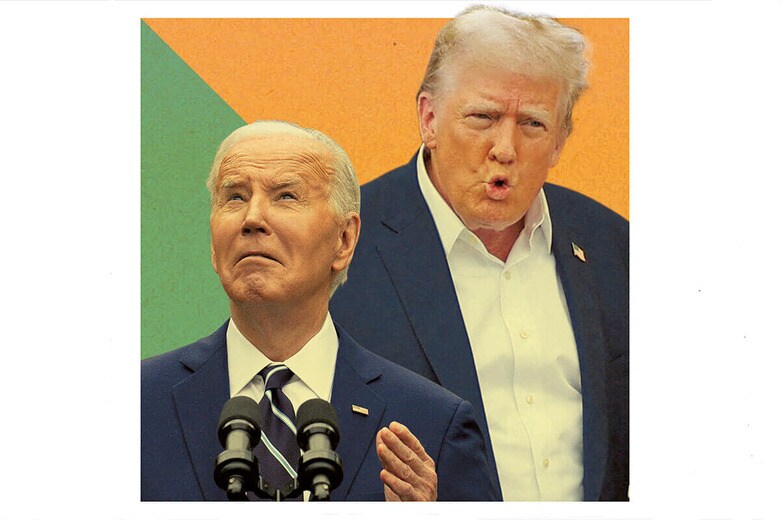 最新世論調査では激戦5州でトランプが優勢　FROM LEFT: YURI GRIPASｰABACA PRESSｰREUTERS, BRIAN SNYDERｰREUTERS