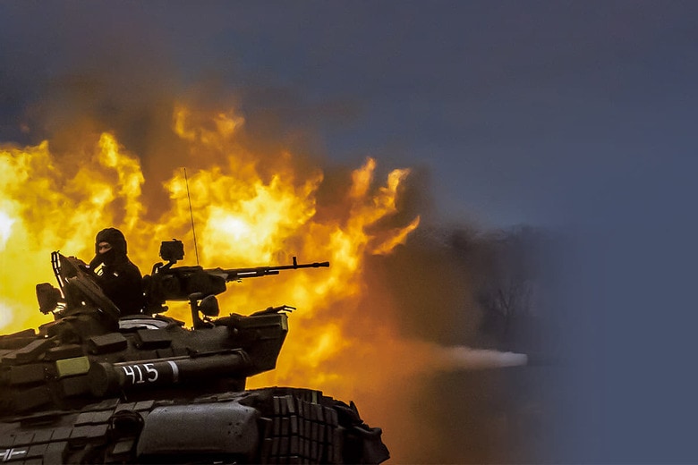 ウクライナ軍の反転攻勢は成功するのか（同国南部での演習、3月）　MUHAMMED ENES YILDIRIMｰANADOLU AGENCY/GETTY IMAGES