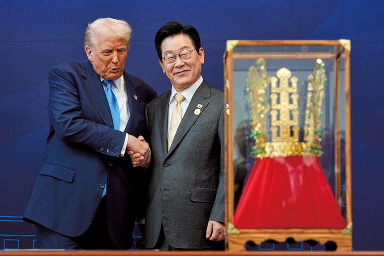 原潜保有を容認すると李に伝えたトランプ（10月29日）　AP/AFLO