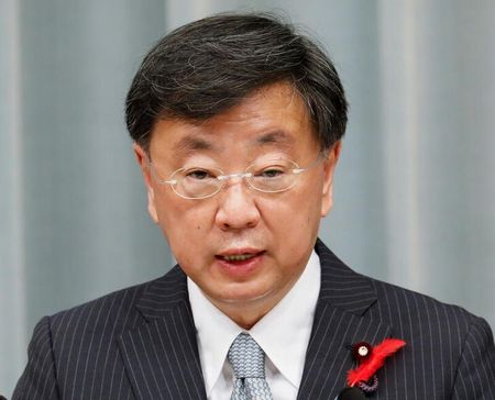 　１０月１９日、松野博一官房長官（写真）は午後の会見で、５０代の日本人男性が中国当局に逮捕されたことは今年１０月中旬に「確認している」と述べた。写真は都内で２０２１年１０月撮影（２０２３年　ロイター／Kim Kyung-Hoon）