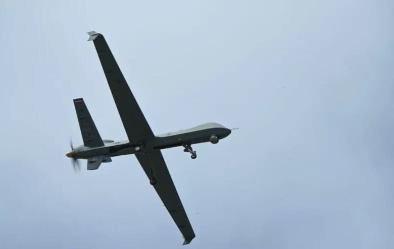 墜落したアメリカ空軍のドローン「MQ-9リーパー」（写真はグアムの基地）　SENIOR AIRMAN CHRISTA ANDERSON/U.S. NATIONAL GUARD