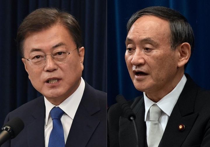 日韓のビジネス往来の再開は、関係改善につながると期待する声が上がったが...... 　　Carl Court、Kim Min-Hee/REUTERS