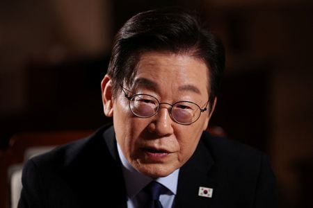 2025年9月、ソウルの大統領府でロイターのインタビューに答える李在明大統領。 REUTERS/Kim Hong-Ji