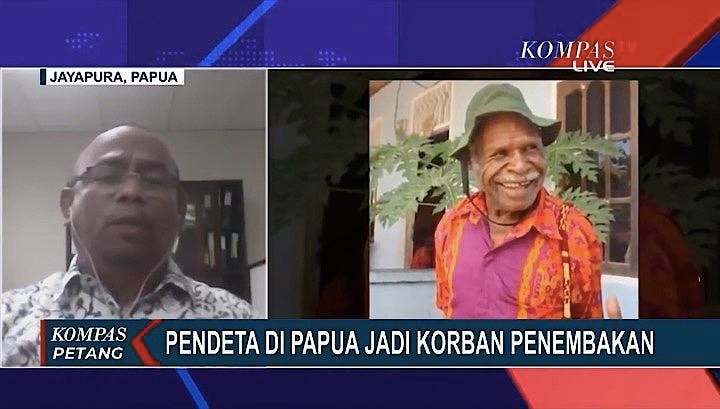 インドネシアのパプア教会主任（左）と殺害されたエレミア牧師（右） KOMPASTV / YouTube