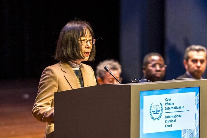 国際刑事裁判所に関するローマ規程締結国会議で演説する赤根智子所長（2025年12月1日） James Petermeier/ZUMA Press Wire via Reuters Connect