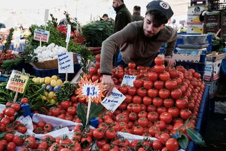 トルコのエルドアン大統領は２９日、金利は一段と引き下げられ、それによってインフレ率も低下するという独自の経済理論を再び説き、高インフレに見舞われているトルコ経済は苦境を乗り切るとの考えを示した。資料写真、イスタンブール、４日（２０２２年　ロイター／Murad Sezer）