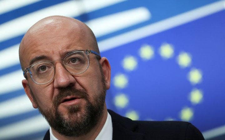 12月13日、欧州連合（EU）首脳は、英国のEU離脱につながり得る英総選挙での与党・保守党の勝利を歓迎する一方、新たな英EU間の関係を巡る協議は非常に困難なものになるとの見方を示した。写真は同日、ブリュッセルで記者会見するミシェルEU大統領（2019年　ロイター／Yves Herman）