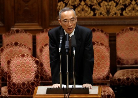 　３月１９日、財務省の太田充理財局長（写真）は、森友学園に関する文書改ざんを巡る参院予算委員会集中審議で、安倍昭恵・首相夫人に関連する記述が削除されているのは「総理夫人だから削除されたのではない」との見解を示した。（２０１８年　ロイター／Issei Kato）