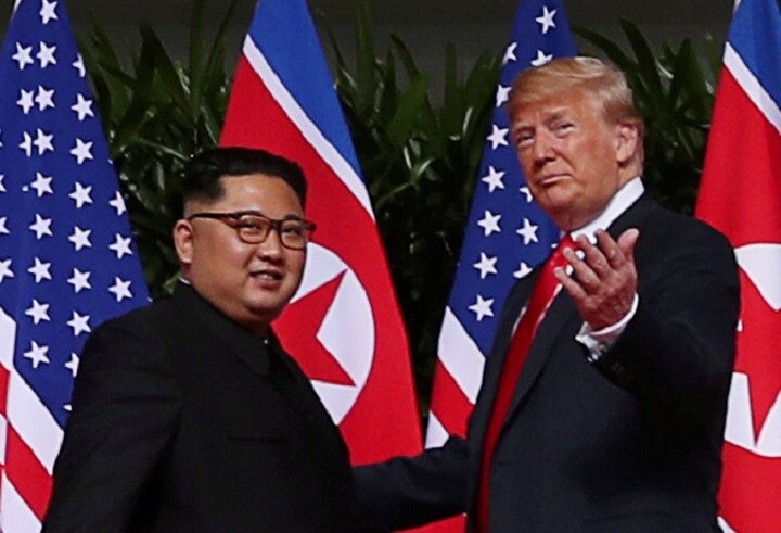 米朝首脳会談　両首脳は6月12日、シンガポールで初対面した　 Jonathan Ernst-REUTERS