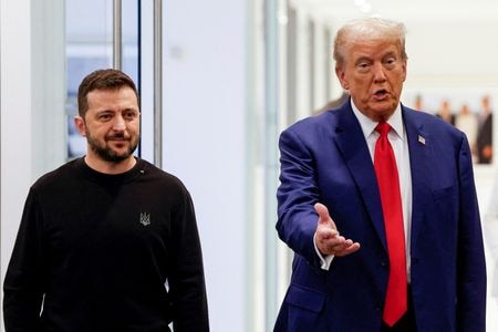 ウクライナのゼレンスキー大統領は９日、ウクライナでの停戦が実現すれば、トランプ米大統領をノーベル平和賞に推薦すると述べた。写真はニューヨークのトランプタワーで２０２４年９月撮影（２０２５年　ロイター/Shannon Stapleton）