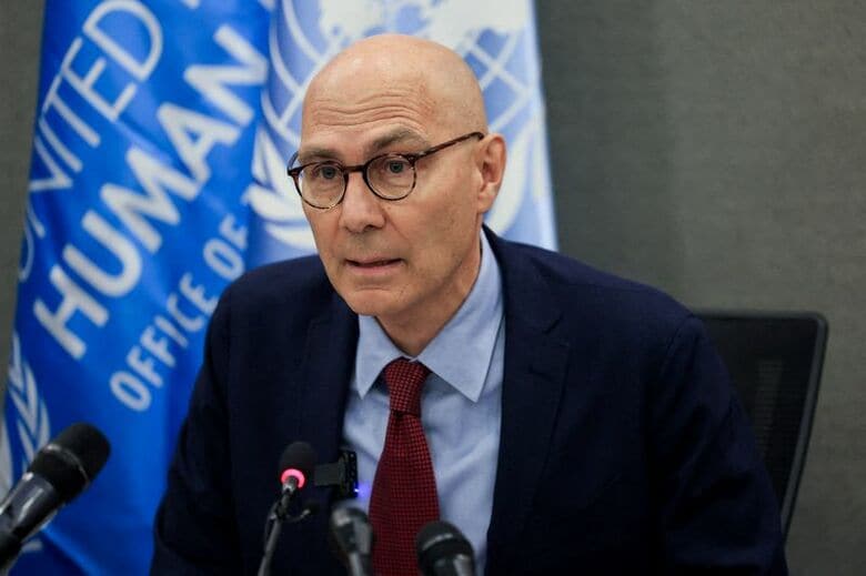 ２７日の国連安全保障理事会でウクライナ問題を議論する会合で、フランスが発言する際に米国代表団が退席した。トゥルク国連人権高等弁務官（写真）の任期延長を巡り対立が激化した。REUTERS/Mohamed Azakir/File Photo
