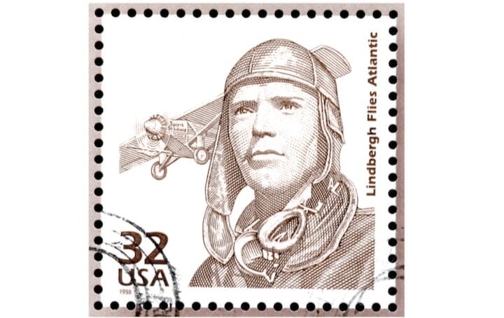 　　　　　　　　　アメリカの切手になったチャールズ・リンドバーグ　TonyBaggett-iStock