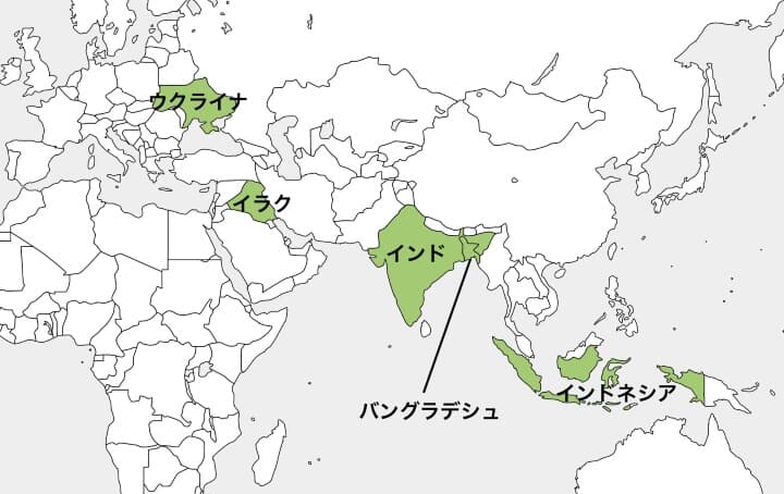 資金提供先上位5カ国マップ