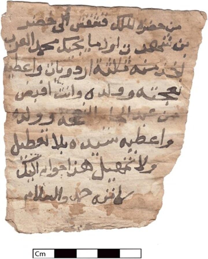【写真】実際に発見されたアラビア語文書片　© M. Rekłajtis/PCMA.