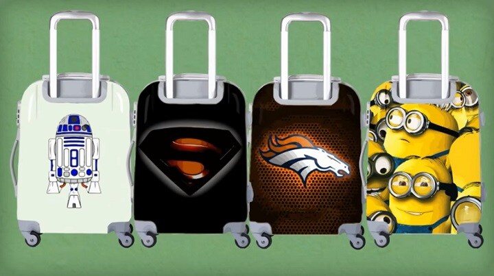 こんなスーツケースが半年間無料で使える（こちらは6種類からデザインを選べるスーツケースの裏面）　Orion Travel Tech-YouTube