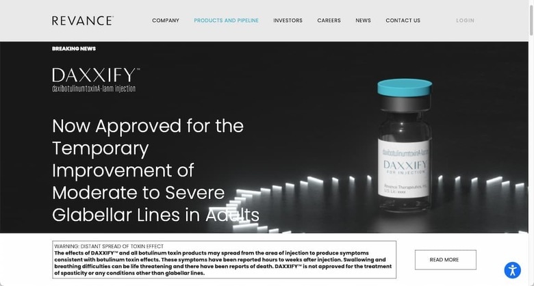 ダキシファイのFDA認可を伝えるレバンスのWebサイト