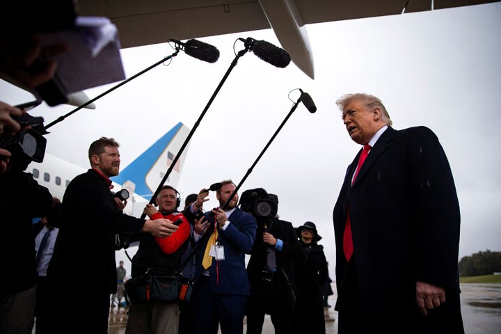 ピッツバーグの乱射事件に関してコメントするトランプ大統領　Alexander Drago-REUTERS