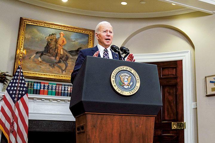 ISの指導者アブイブラヒム・ハシミを追い詰めた米軍の作戦について語るバイデン米大統領（2月3日）　SARAH SILBIGERｰREUTERS