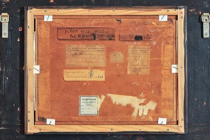 パウル・クレーによる1925年作「ジンジャーブレッド」（Lebkuchenbild）の裏側　© Staatliche Museen zu Berlin, Nationalgalerie / Andres Kilger