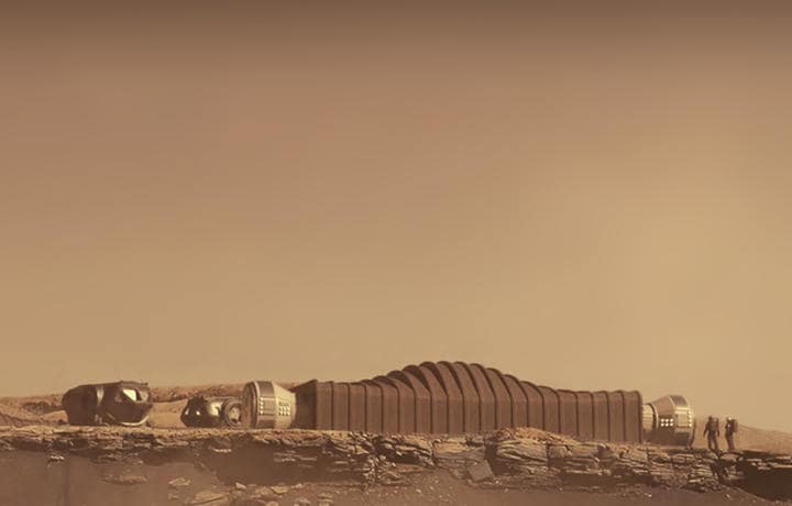 3Dプリンターを使った火星居住施設「マーズ・デューン・アルファ」のイメージ　ICON/NASA