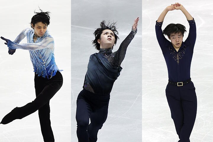 3選手ともメダルを獲得できる力を持つ（左から羽生結弦選手、宇野昌磨選手、鍵山優真選手）　From Left：Massimo Pinca-REUTERS, Issei Kato-REUTERS, Ciro De Luca-REUTERS
