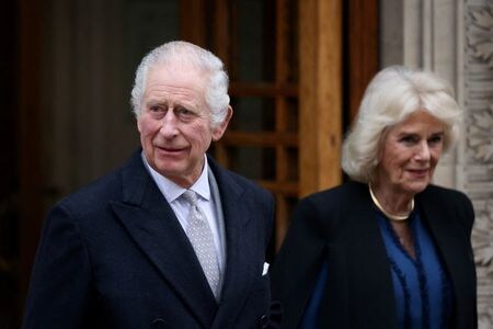 　スナク英首相は６日、チャールズ国王（７５）ががんと診断されたことについて、がんは早期発見で、国全体が完全な回復を望んでいると述べた。１月２９日撮影（２０２４年　ロイター／Hollie Adams）