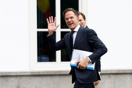 　７月１０日、オランダのルッテ首相は、５期目を目指さず、１１月に予定される選挙後に政界を引退する方針を表明した。ハーグで６月２７日撮影（２０２３年　ロイター/Piroschka van de Wouw）