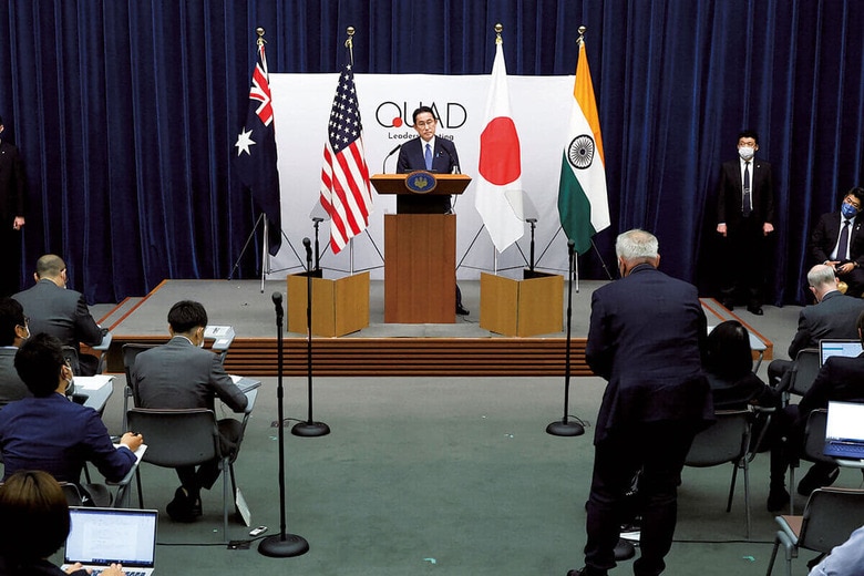 クアッド首脳会合後に会見する岸田文雄首相（2022年5月）　KIYOSHI OTAｰPOOLｰREUTERS