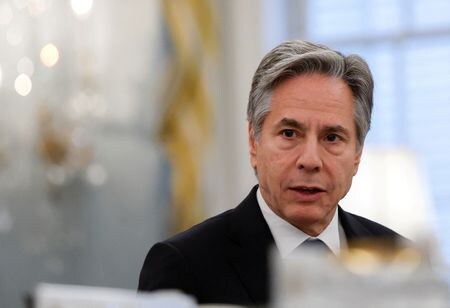 　ブリンケン米国務長官は、イスラエルを含む中東諸国に向けて１月４日に米国を出発する。米政府高官が３日、明らかにした。昨年１２月、ワシントンで撮影（２０２４年　ロイター/Evelyn Hockstein）