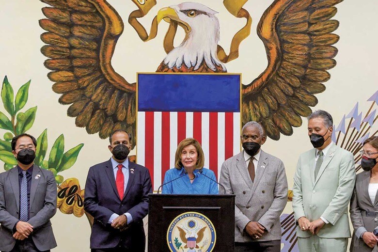 台湾訪問後、日本を訪れて記者会見を開いたナンシー・ペロシ米下院議長　ISSEI KATO-REUTERS