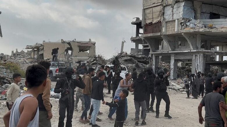 ガザ南部ハンユニスで、イスラエルが支援する民兵組織との衝突後に撮影された動画から取得した静止画。２０日撮影の提供写真。