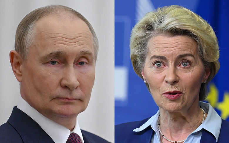 ロシアのプーチン大統領と欧州委員会のフォンデアライエン委員長　From Left：photoibo-Shutterstock, miss.cabul-Shutterstock