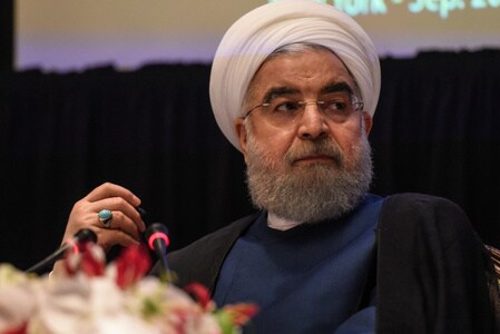 　９月２２日、イランのロウハニ大統領は、ミサイルシステムを強化していくと述べ、トランプ米大統領による批判を一蹴した。写真はニューヨークで２０日撮影（２０１７年　ロイター/Stephanie Keith）